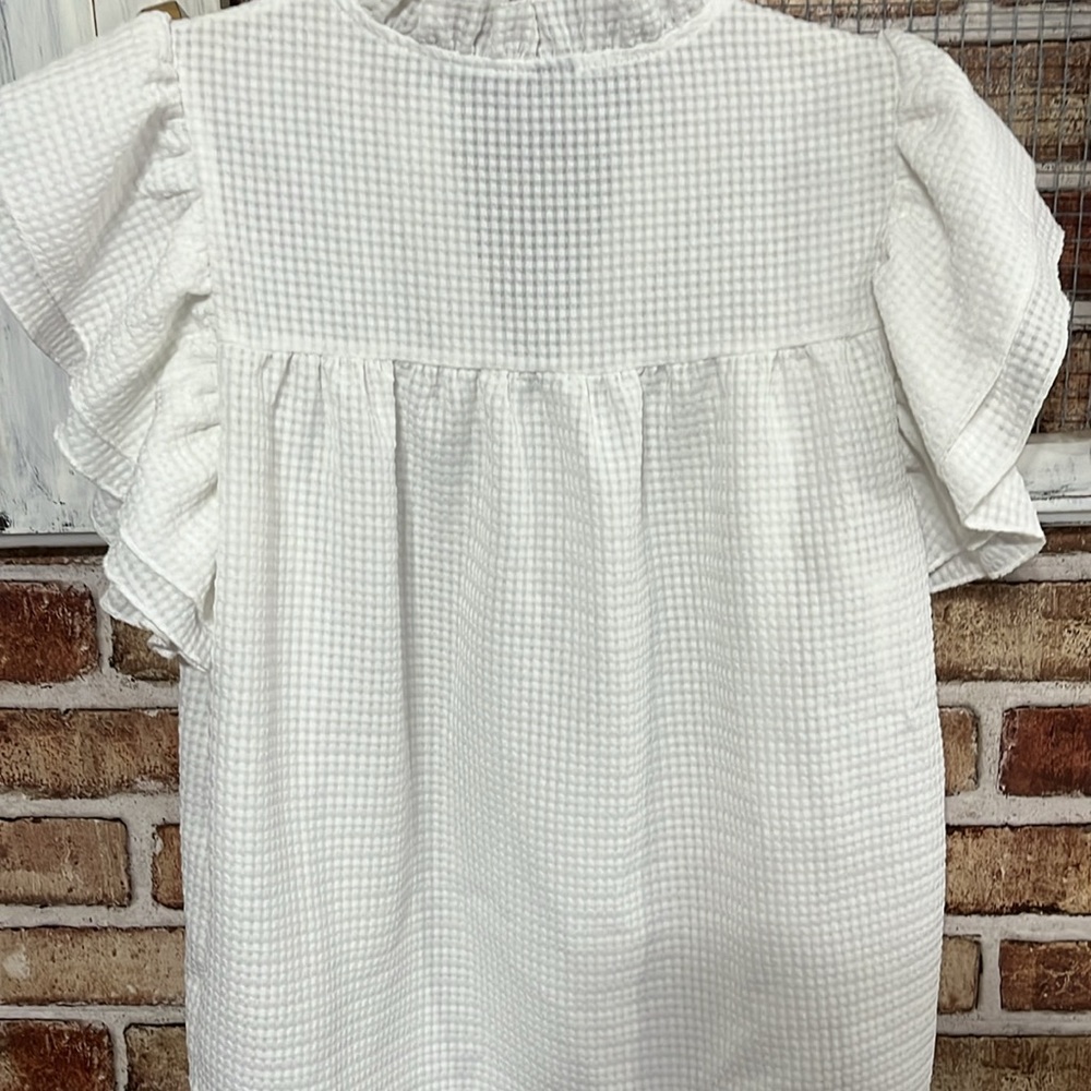 White Ruffled Women's Top - Picture 4 of 4